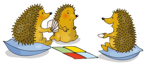 Igel spielen Karten