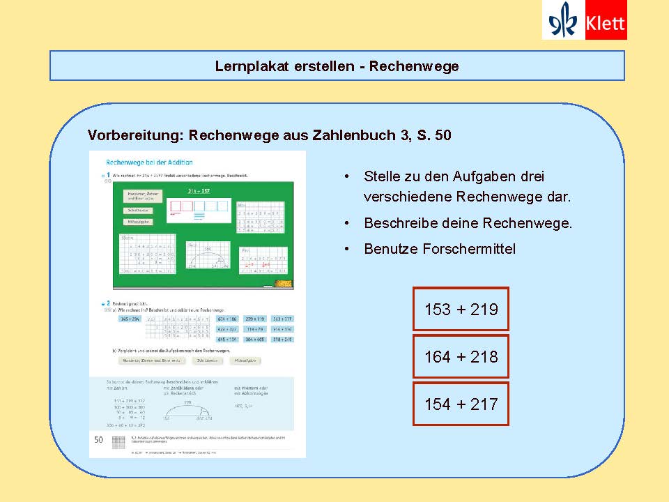 Besondere Lernaufgaben: Lernplakat Rechenwege, Präsentation Silke Pyroth 2018