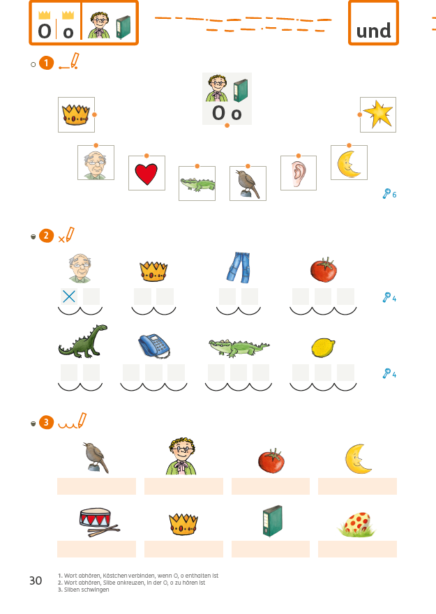 phonematische Übungen, Buchstabenseite 30, Bücherwurm Arbeitsheft Plus, Teil A