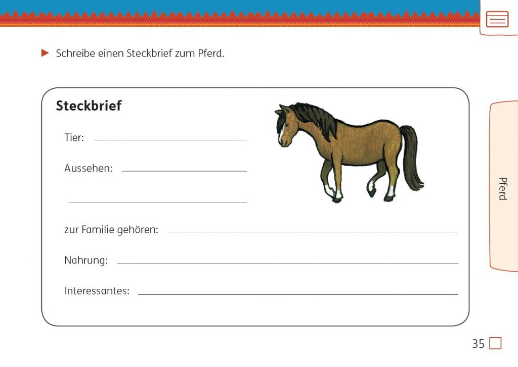 Meine Indianerhefte Bauernhoftiere 1/2, Seite 35, Steckbrief