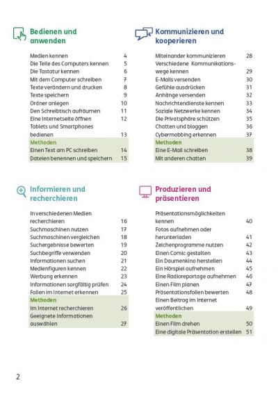 Digitale Medien Arbeitsheft Inhaltsverzeichnis