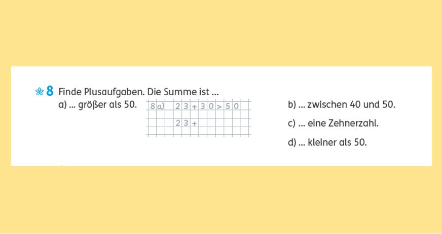 Offene Aufgabe im Zahlenbuch, Klasse 2