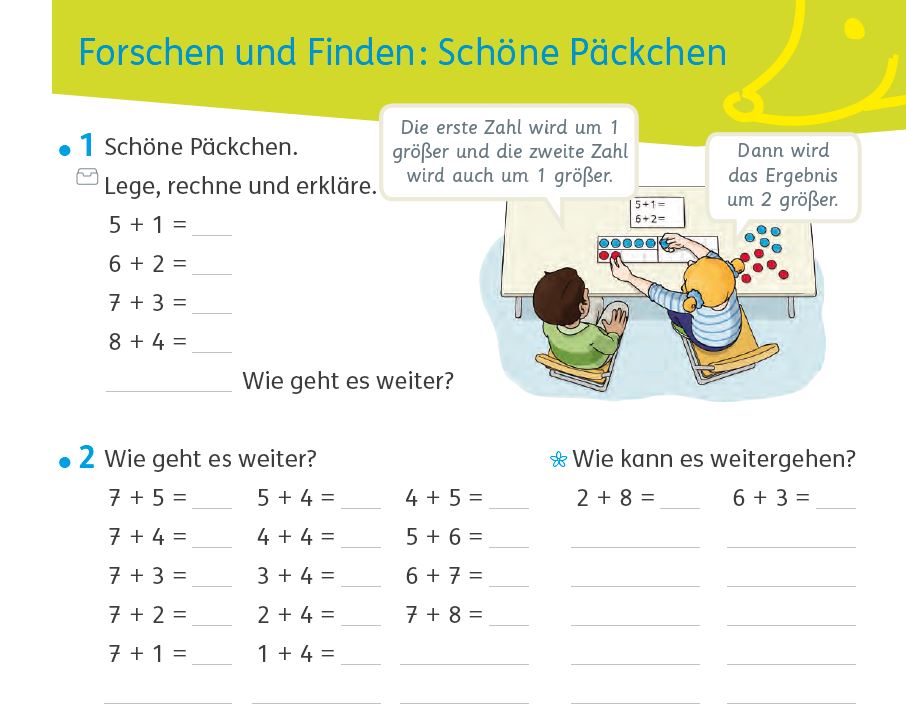 Offene Aufgabe im Zahlenbuch, Klasse 1