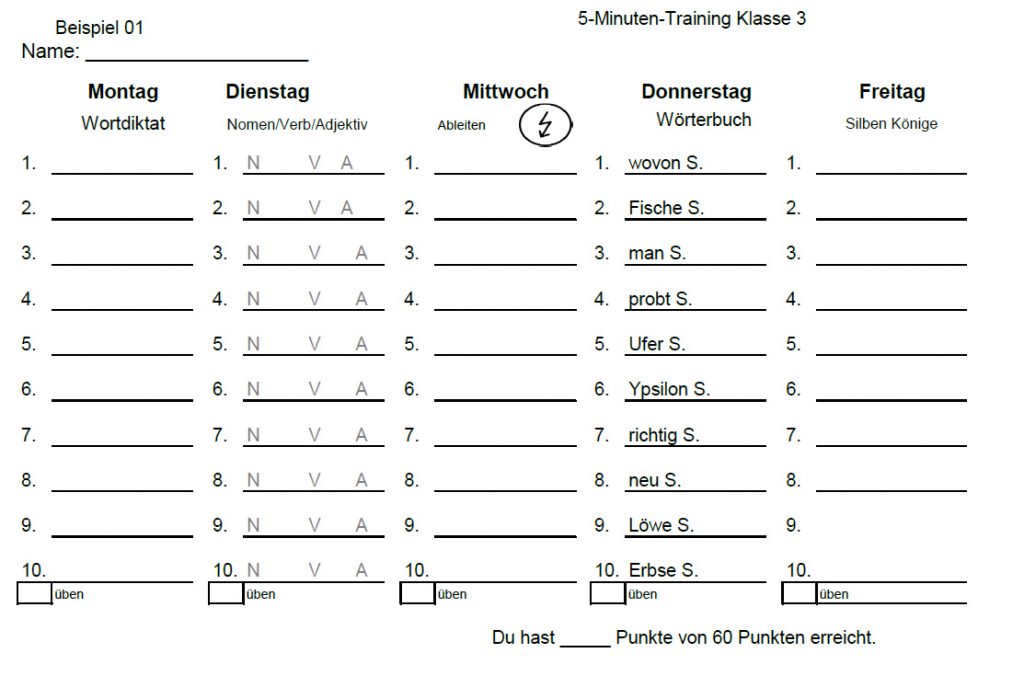 Grundschulblog_Unterrichen_Deutsch_5_Minuten_Training_Beispiel 5-Minuten-Training Beispiel