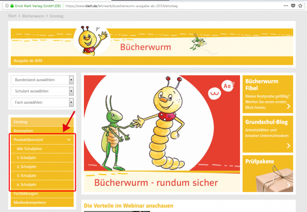Screenshot Produktübersicht