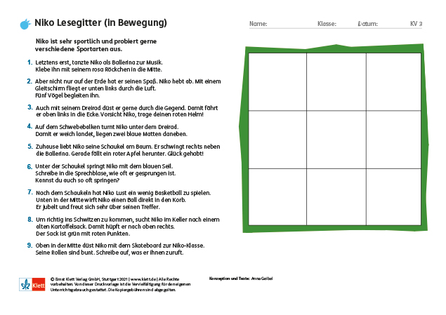 Grundschulblog_unterrichten_deutsch_niko_Lesegitter_III Lesegitter Niko in Bewegung Niveau III