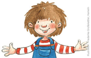 Grundschulblog_unterrichten_deutsch_frohes_lernen_mimi_lacht_S502DP Kopie Illustration Mimi lacht und breitet die Arme aus