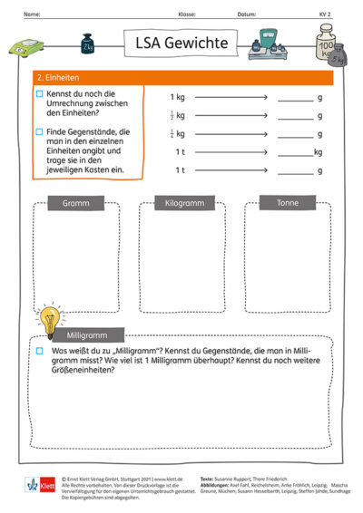 LSA_Gewichte_KV_nicschr.indd Lernstandsanalyse Gewichte Klasse 4 KV2