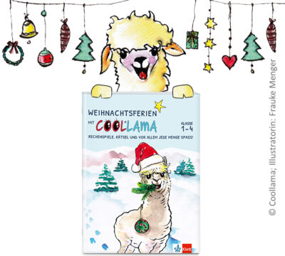 Grundschulblog_Unterrichten_Mathematik_Coolllama_Lama_mit_Weihnachtsheft Coollama - Lama mit Weihnachtsheft