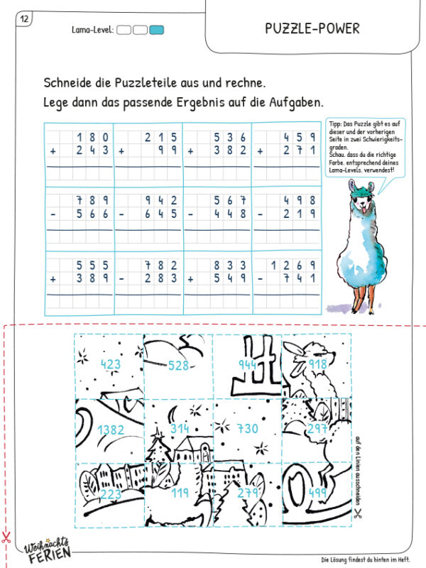 Grundschulblog_Unterrichten_Mathematik_Coolllama_Weihnachtsheft_S12 COOLLAMA Weihnachtsferienheft S. 12