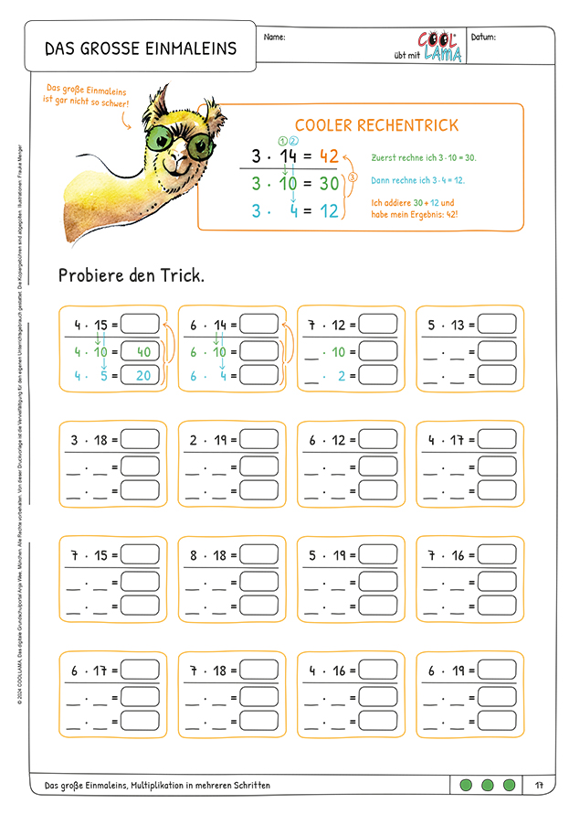 Grundschul-Blog-Unterrichten-Mathematik-Coollama-Kopiervorlagen-Klasse-3-4-das-grosse-Einmaleins Coollama Kopiervorlagen Klasse 3 und 4 Das grosse Einmaleins