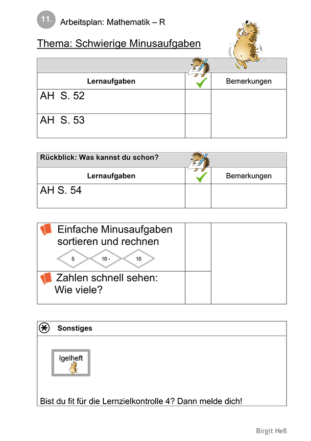 Zahlenbuch Arbeitsplan