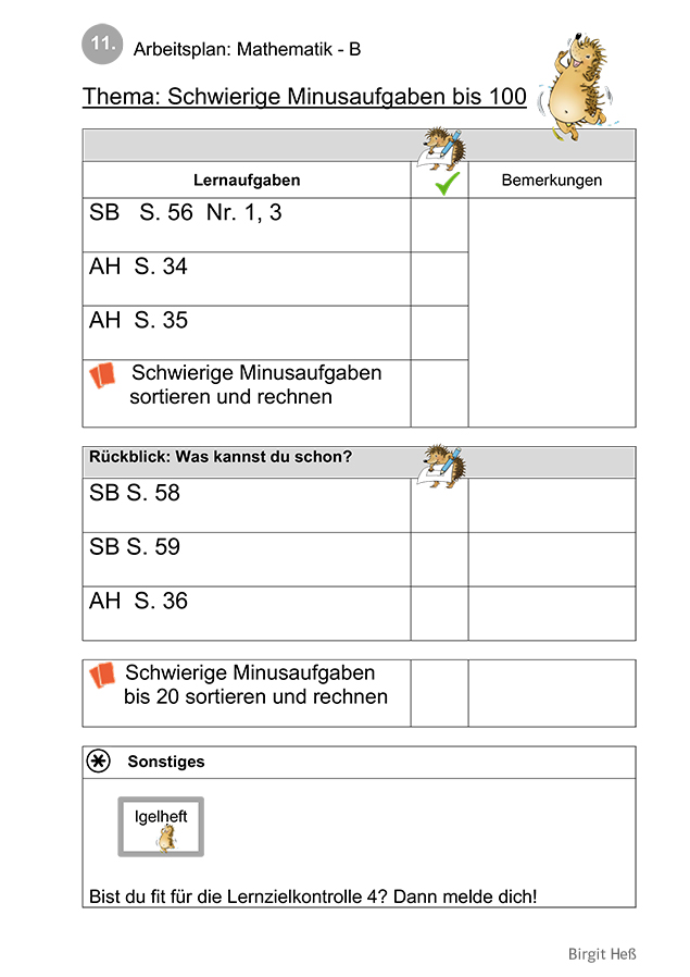 Zahlenbuch Arbeitsplan
