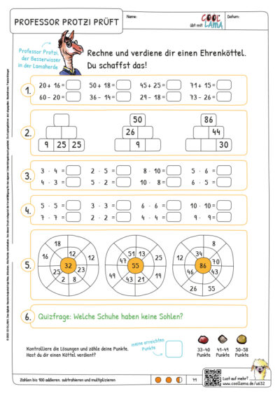Grundschul-Blog-Unterrichten-Mathematik-COOLLAMA-KV_S071_Test Kopiervorlagen Test PROFESSOR PROTZI PRÜFT Coollama S. 71
