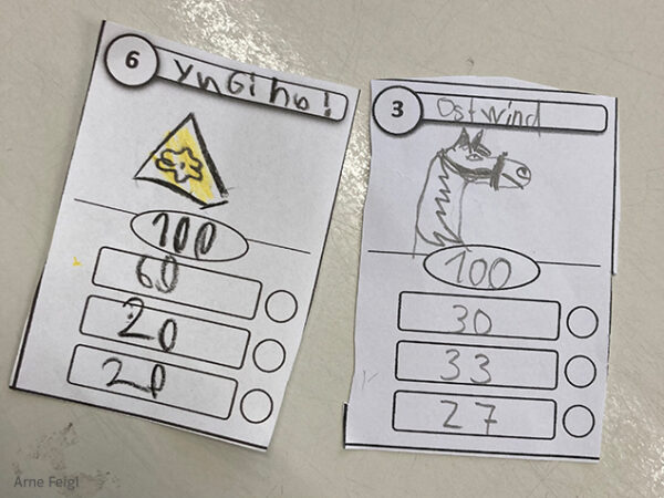 Gamification im Mathematikunterricht Turnierkarten