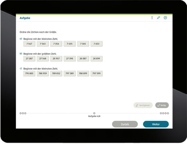 Rechenrabe eCourse Klasse 4 Screen Tablet Aufgabe