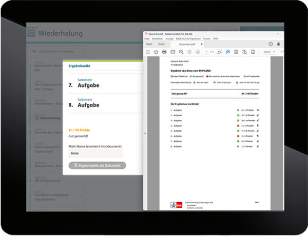 Rechenrabe eCourse Klasse 4 Screen Tablet Auswertung pdf