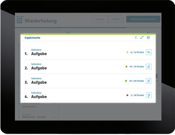 Rechenrabe eCourse Klasse 4 Screen Tablet Auswertung