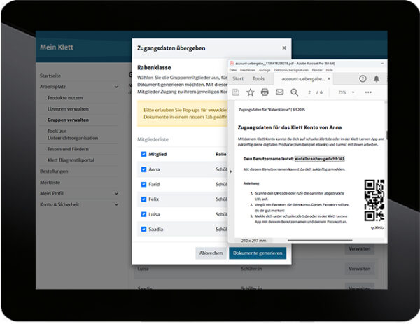 Rechenrabe eCourse Klasse 4 Screen Tablet Zugangsdaten
