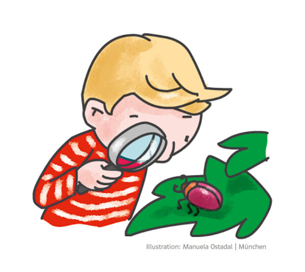 Illustration Junge mit Lupe