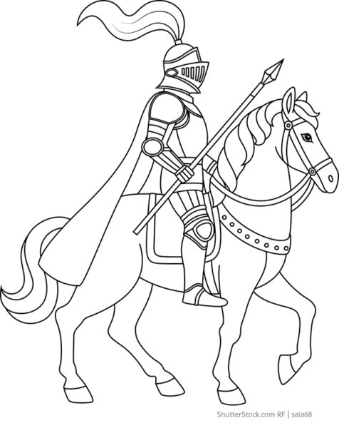 Illustration Ritter auf Pferd