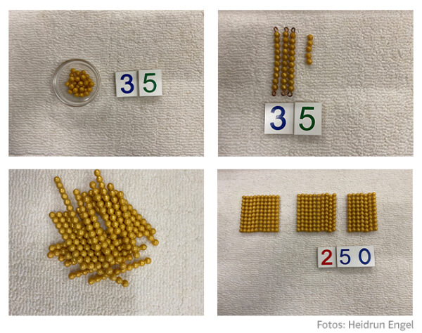 Grundschul-Blog-Unterrichten-Mathematik-MiniMax-Stellenwertsystem-Teil2-Montessorimaterial Fotos mit strukturgleichem Montessorimaterial