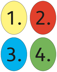 Grundschul-Blog-Unterrichten-Mathematik-Ostern-Farben-Klassen In Klassenstufe 1 haben die Eier die Farbe gelb. In Klasse 2 sind sie rot. In Klasse 3 haben die Ostereier die Farbe blau und in Klasse 4 sind sie grün.