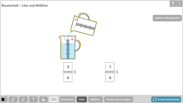Grundschul-Blog-Grundschule-digital-Tafelmodule-Demo-Rauminhalt Rauminhalt - Liter und Mililiter