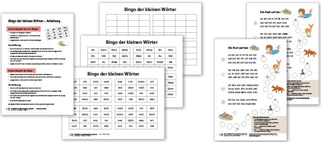 Grundschulblog-Unterrichten-Deutsch-Frohes-Lernen-Lesespiele Leseübungen Abbildung Lesespiele Bingo und Würfelspiel
