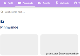 TaskCards Stoffverteilungspläne eigene Pinnwand
