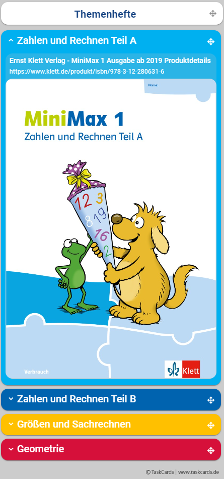 TaskCards Stoffverteilungspläne MiniMax aufklappen