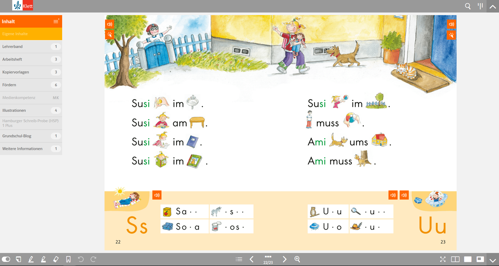 Screenshot Frohes Lernen 1 DUA S. 22/23