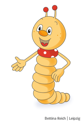 Grundschul-Blog-Unterrichten-Sachunterricht-Deutsch-Buecherwurm-Hand-raus Illustration von Bücherwurm, welher die Hand aushält
