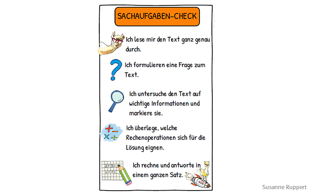 COOLLAMA, Sachaufgaben, Leseförderung, Sachaufgaben-Check