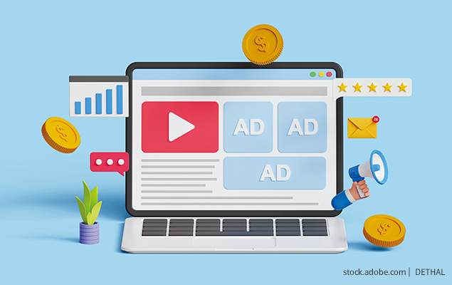 Werbung, Youtube, Laptop
