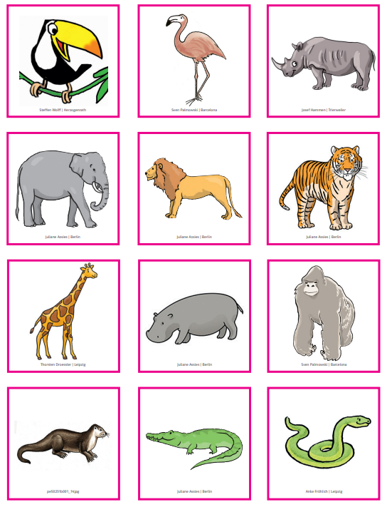 Grundschulblog-Unterrichten-Mathematik-Matherad-Tierkarten-Abb8 Tiere als Memory mit pinkem Rand