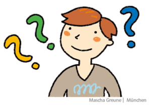 Grundschul-Blog-Unterrichten-Grundschuljahr-Fussball-Grundregeln-S533011556_070_Referat_3_Fragen Junge mit drei Fragezeichen