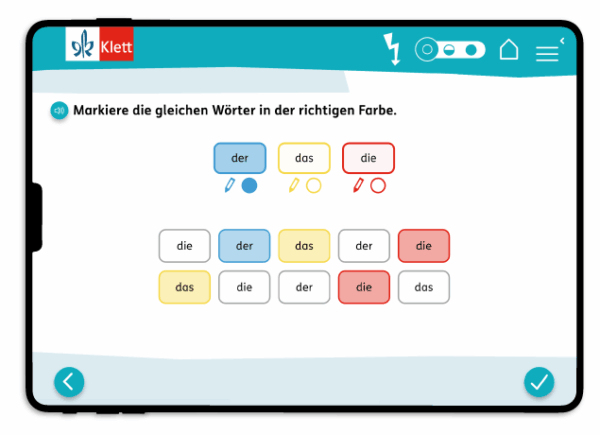 Grundschul-Blog-Grundschule-digital-Blitzlesen-App-Markieren Blitzlesen-App, Screenshot, iPad, Wörter markieren
