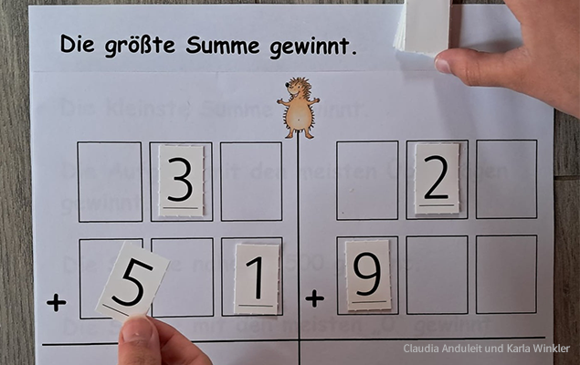Spieloberfläche Summen legen mit Händen