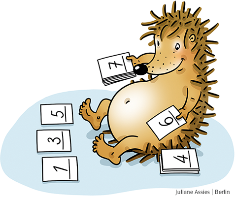 Igel mit Zahlenkarten
