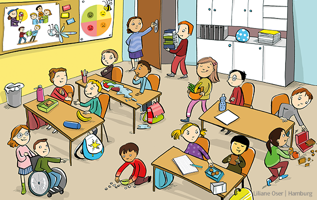 Illustration eines Klassenzimmers