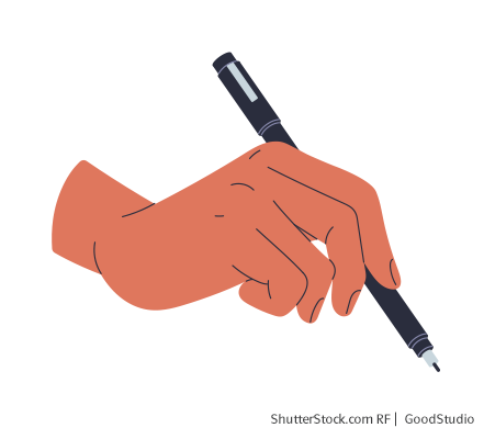 Grundschul-Blog-Grundschuljahr-Dies-Das-Schreibroutinen3-Hand-Stift Illustration einer Hand mit einem Fineliner / Stift