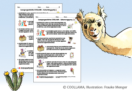 Mathematische Lesespurgeschichte „Geburtstagsparty bei den Coollamas“