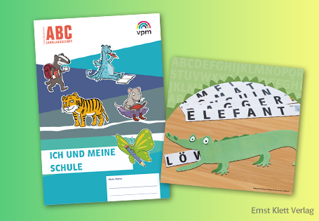 Beitragsbild zeigt das Cover des Hefts "Ich und meine Schule" sowie das Lesekrokodil