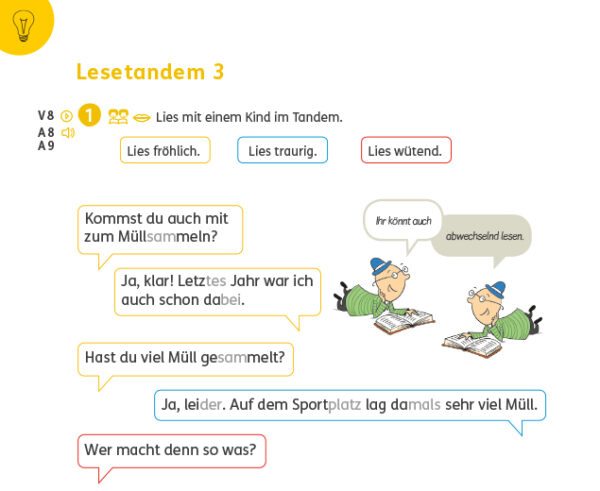 Beispiel Lesetandem-Übung aus Leseförderheft Wir lesen 3