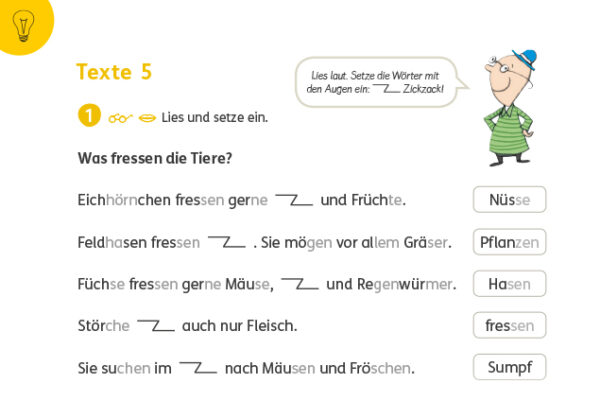Beispiel Zickzack-Übung aus Leseförderheft Wir lesen 3