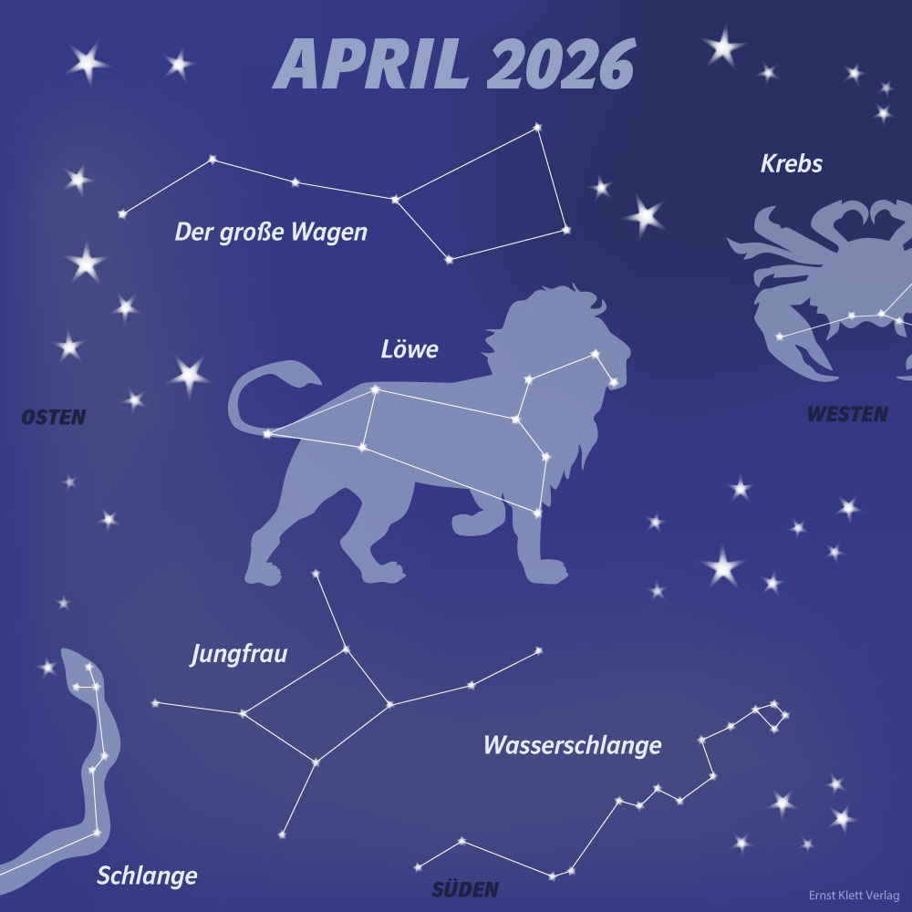 Grundschul-Blog-Unterrichten-Dies-Das-Sternbilder-April-2026 Sternbilder im April mit dem großen Wagen, Löwe, Krebs, Schlange, Jungfrau und Wasserschlange