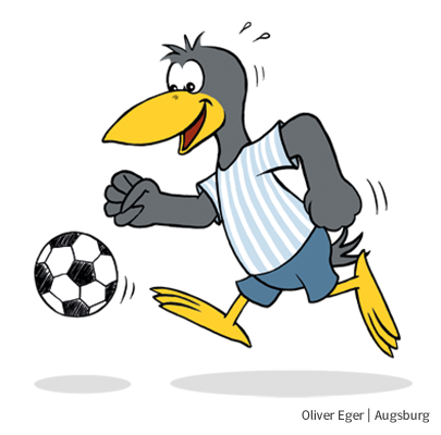 Illustration vom Rechenrabe / Nussknacker, welcher Fußball spielt