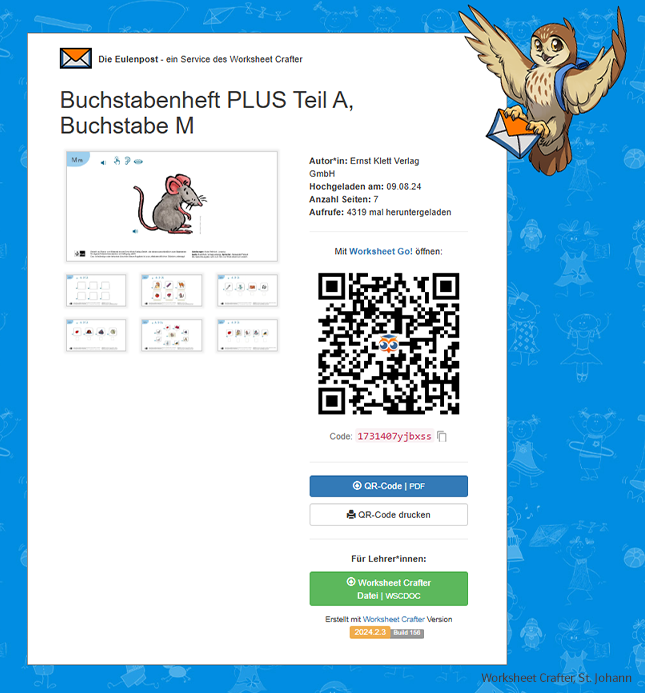 Screenshot Worksheet Crafter Go für Buchstabenheft PLUS Teil A, Buchstabe M