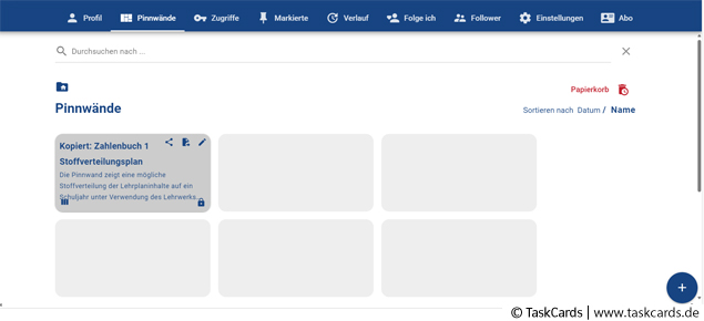 Screenshot TaskCards kopierte Pinnwand